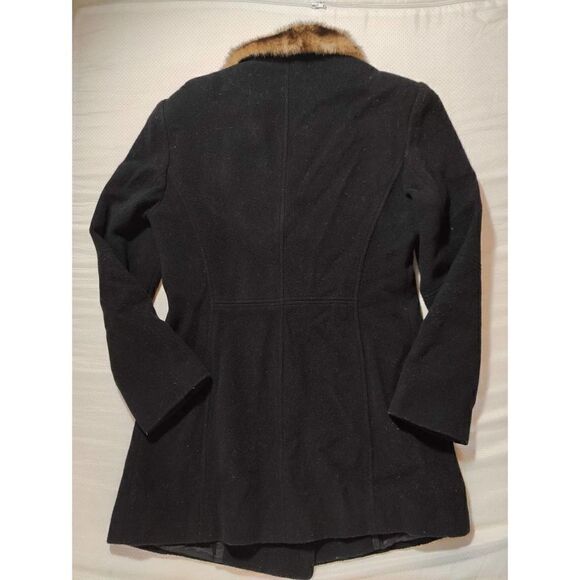 ANNE KLEIN WOMENS FAUX-FUR CLUB COLLAR COAT BLACK CHEETAH SMALL PREOWNED - Picture 4 of 4
